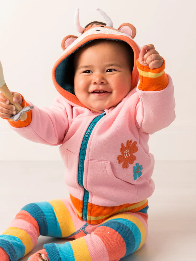 Blade &amp; Rose Bonnie the Highland Cow Hoodie - this pink hoodie features a hood with a fab Bonnie Highland Cow face with perky ears and horns. Sold by Say It Baby Gifts