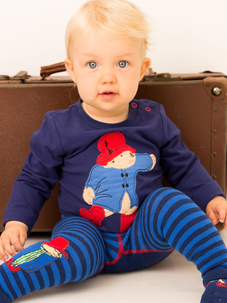 Blade &amp; Rose Paddington Bear Top - bold, bright and fun! This gorgeous navy blue top features a fun Paddington Bear applique. Sold by Say It Baby Gifts