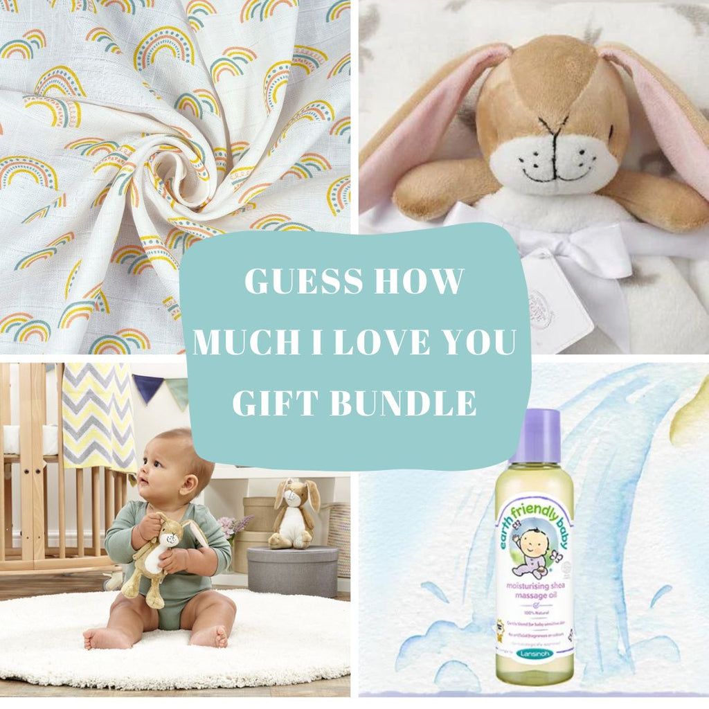 Guess How Much I Love You Gift Bundle - a gorgeous gift set containing beautiful matching items based on the Little Nutbrown Hare from the endearing Guess How Much I Love You story. Sold by Say It Baby Gifts