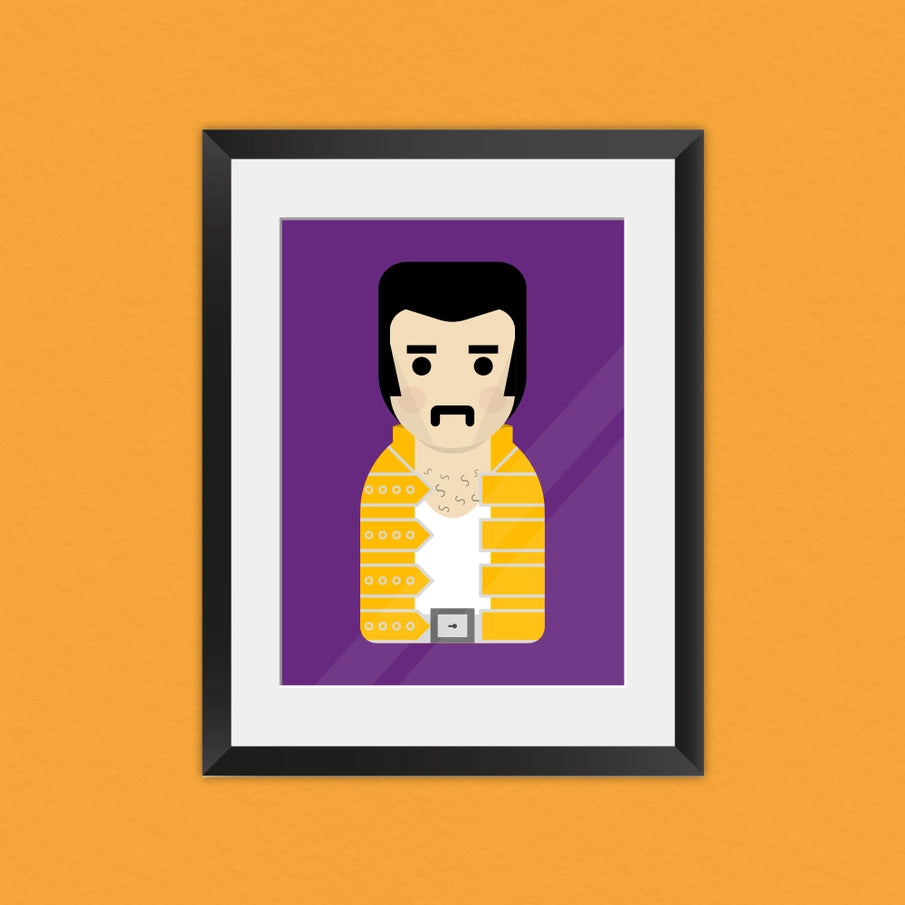 Munchquin Freddie Mercury Inspired Art Print - a quirky and fun print of the legendary artist Freddie Mercury.