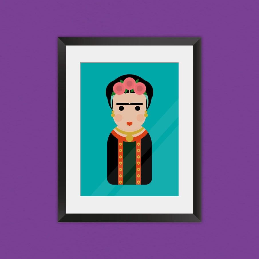 Munchquin Frida Kahlo Inspired Art Print- a quirky and fun print of the legendary Frida Kahlo.
