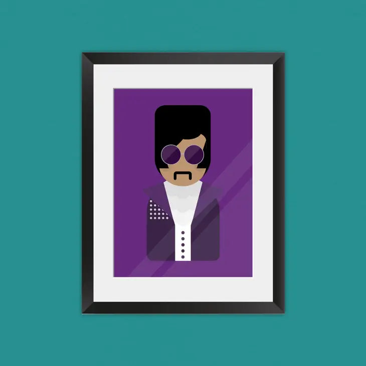Munchquin Prince Inspired Art Print - a quirky and fun print of the legendary artist Prince.