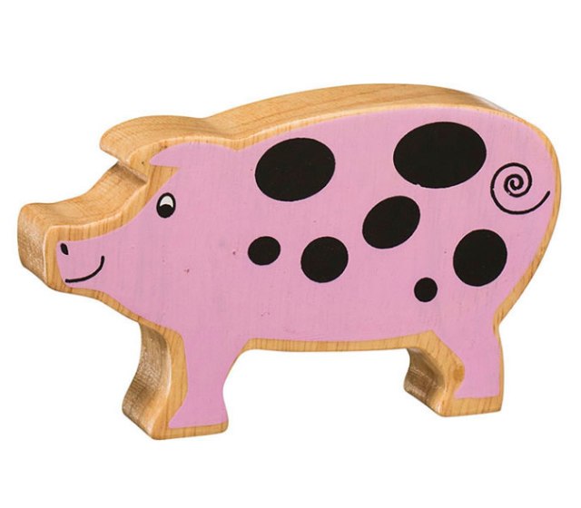 Lanka Natural Pink Pig Wooden Toy. Sold by Say It Baby Gifts