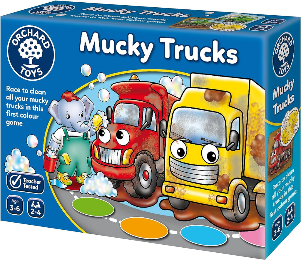 Orchard Toys Mucky Trucks Game - Race to clean all your mucky trucks in this first colour game! Sold by Say It Baby Gifts