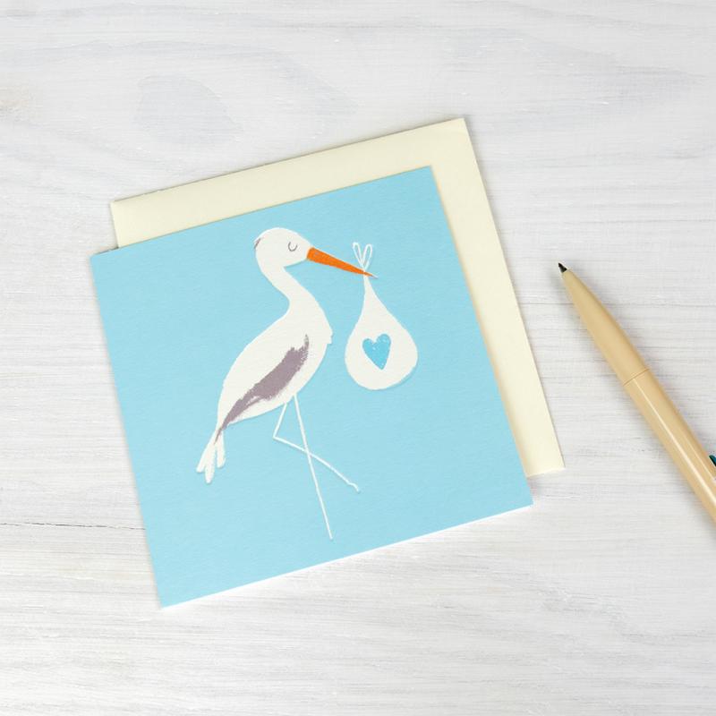 Blue Baby Bundle Stork Card - Say It Baby Gifts