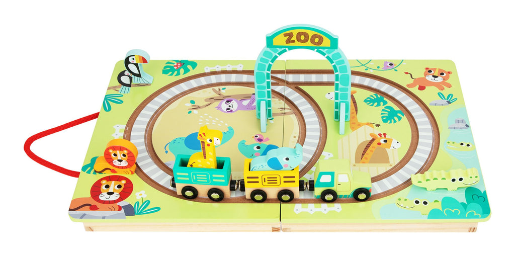 Tooky Toy Wooden Tabletop Railroad Zoo. Say It Baby Gifts