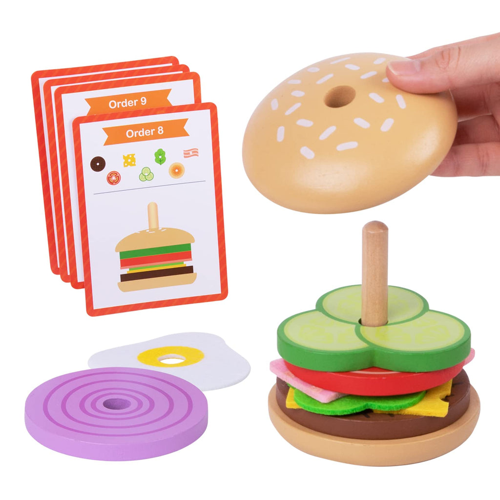 Run your own Tooky Toy burger joint with their wooden Making a Burger set! Sold by Say It Baby Gifts