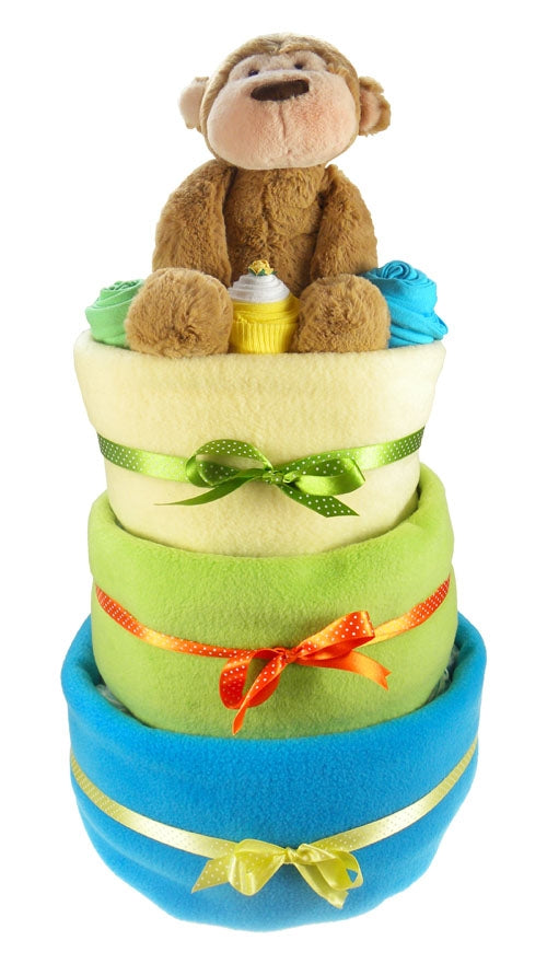 Bright 3 Tier Baby Boy Nappy Cake - Say It Baby 