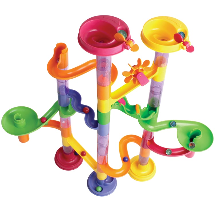 House of Marbles 70 Piece Marble Set. Bright, durable & appealing kids will love building different marble runs and watching as the marbles cascade down. 