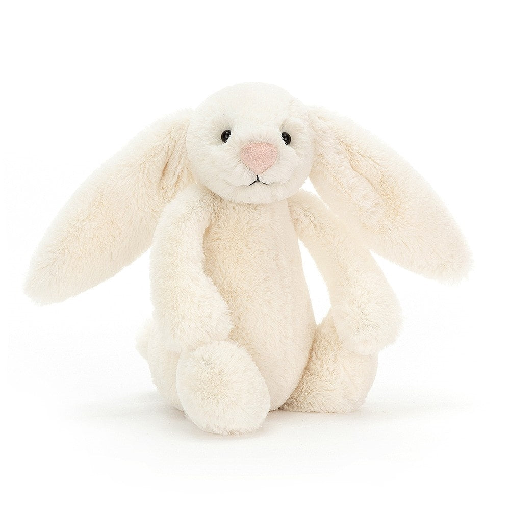 Jellycat Cream Bashful Bunny - Small - Say It Baby. Jellycat Cream Bashful Bunny - Small. This super soft cream Jellycat bunny has gorgeous fur, long floppy ears and a cute bob tail. Bunny really is an ideal first soft toy for a new arrival and is sure to be one of baby's favourites!