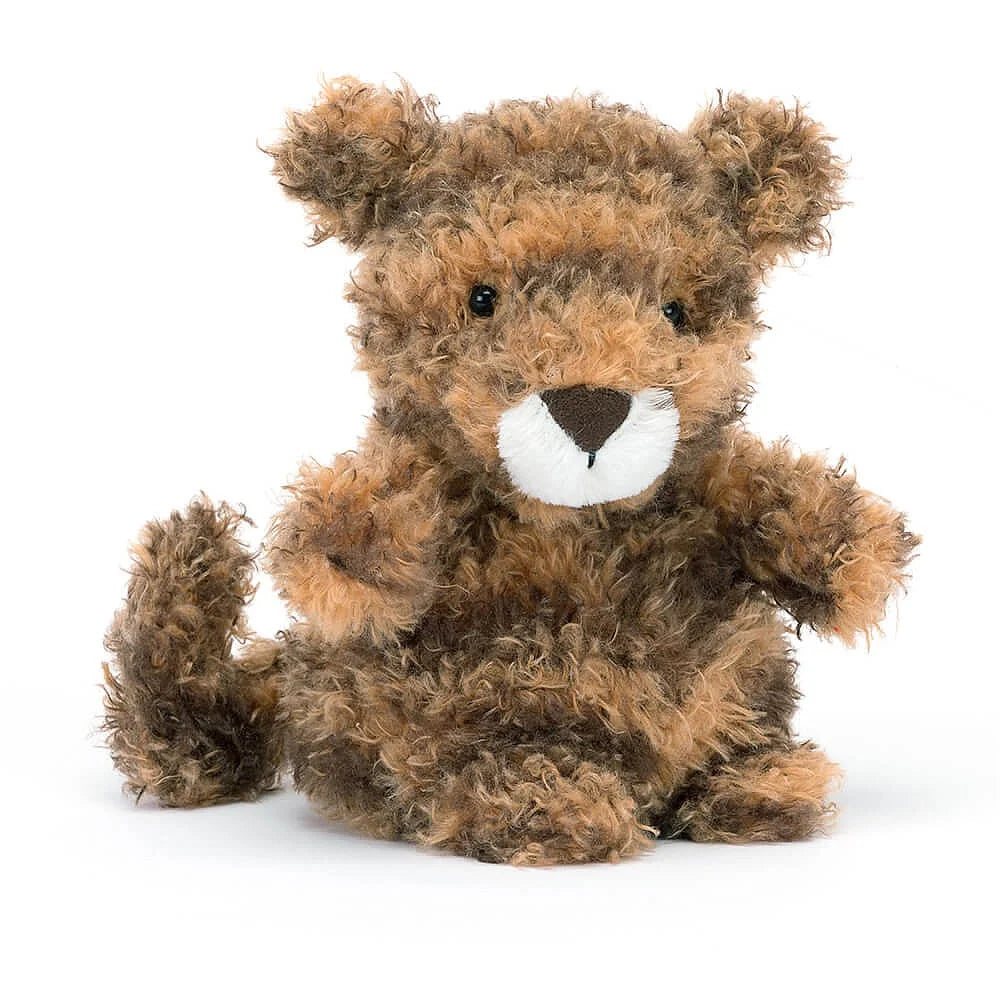 Jellycat Little Tiger - an adorable little guy with tussly chocolate-orange fur, a long loop tail and a cute cream snoot.. L3T. Sold by Say It Baby Gifts