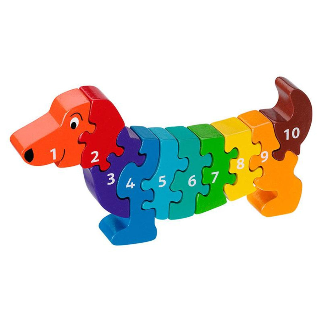 Lanka Kade 10 Piece Sausage Dog Jigsaw. Age 3 and up. Fair Trade Wooden Toy. Say It Baby Gifts