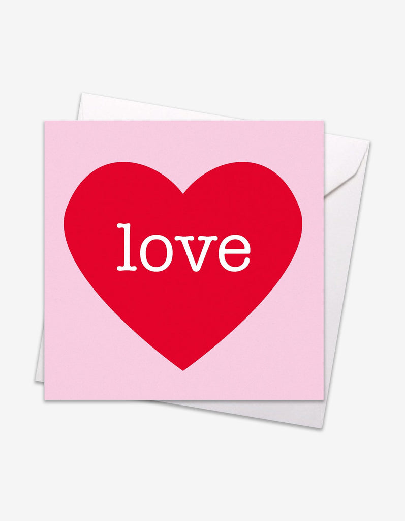 Toby Tiger - A bold card with a red loveheart and the word "Love". With a contrasting pink background and blank inside, this card is great for any occasion.