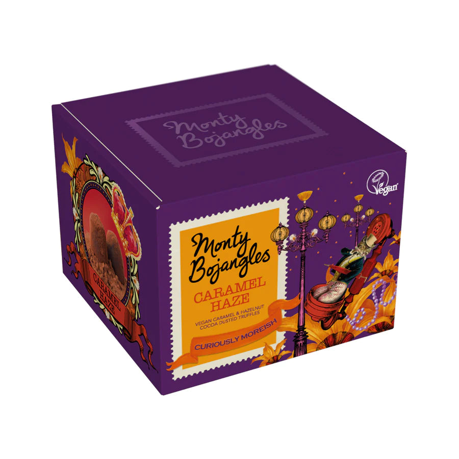 Monty Bojangles Caramel Haze Vegan Cocoa Dusted Truffles. Sold by Say It Baby Gifts