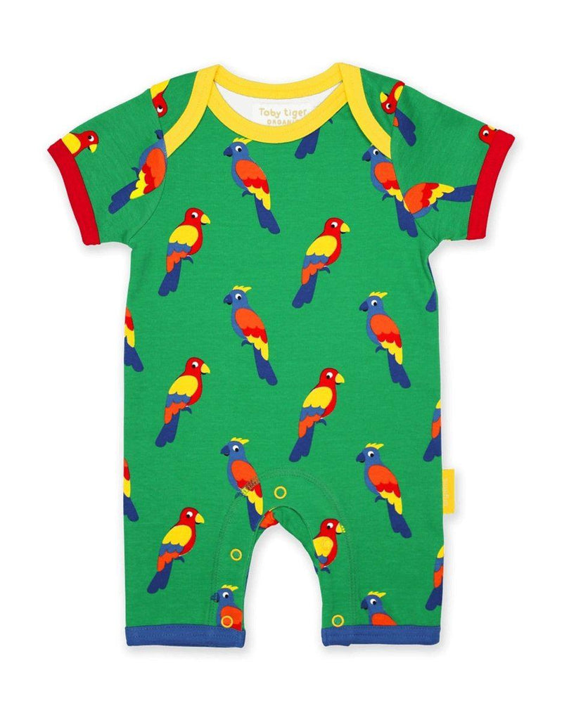 Toby Tiger Organic Parrot Romper - Say It Baby 