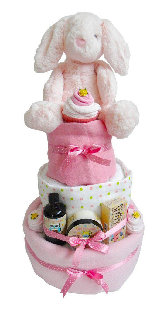 Large 3 Tier Baby Girl Nappy Cake - Say It Baby 