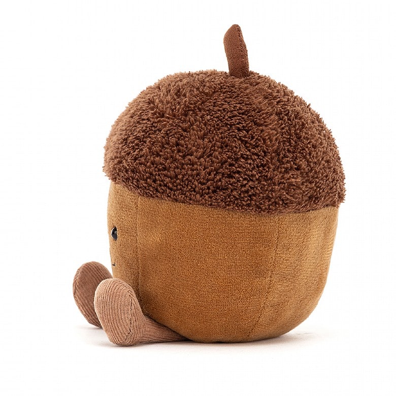 Amuseable Acorn is the cutest little woodland dude! With nutty brown fur, fuzzy beret and cordy stalk and feet, Acorn has a great big smile and is all set for Autumn.