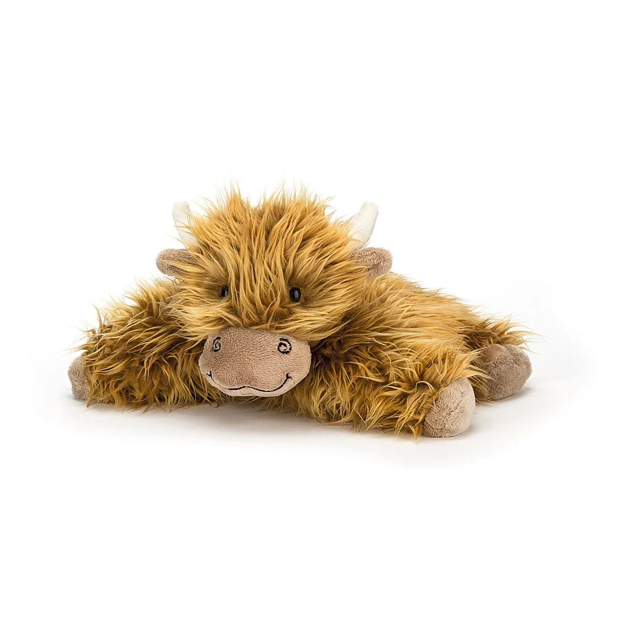 Meet Truffles the Highland cow! With his lovely soft horns, tousled fur and shy expression, he's one of our most loved soft toys by Jellycat, and is sure to amble into your home and heart! Sold by Say It Baby Gifts
