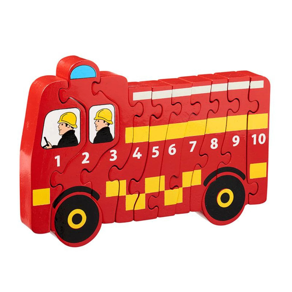 Lanka Kade 10 Piece Fire Engine Jigsaw - a fantastic chunky ten piece jigsaw. Little ones can learn to count as they slot puzzle pieces together to create the bright red fire engine. Sold by Say it Baby Gifts