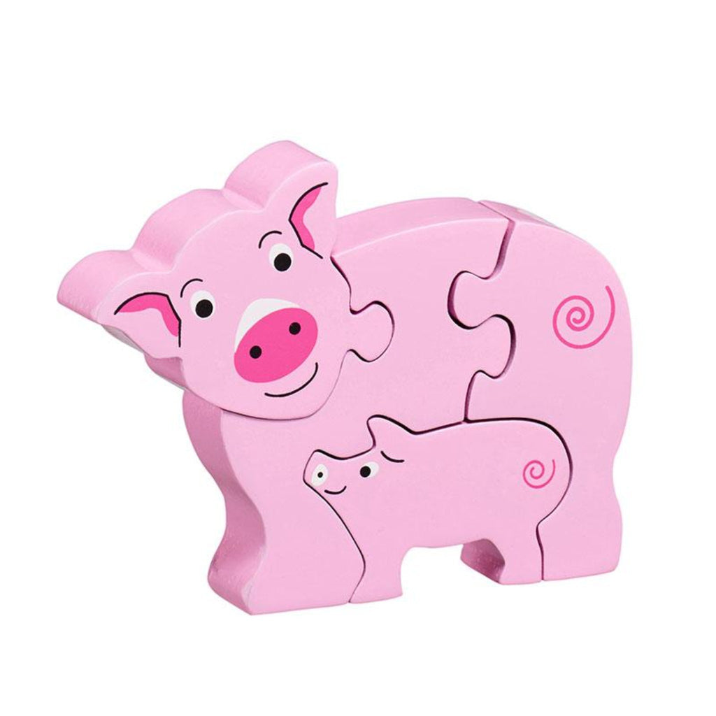 Lanka Kade 5 Piece Pig and Baby Jigsaw Fairtrade Wooden Toy Say It Baby Gifts
