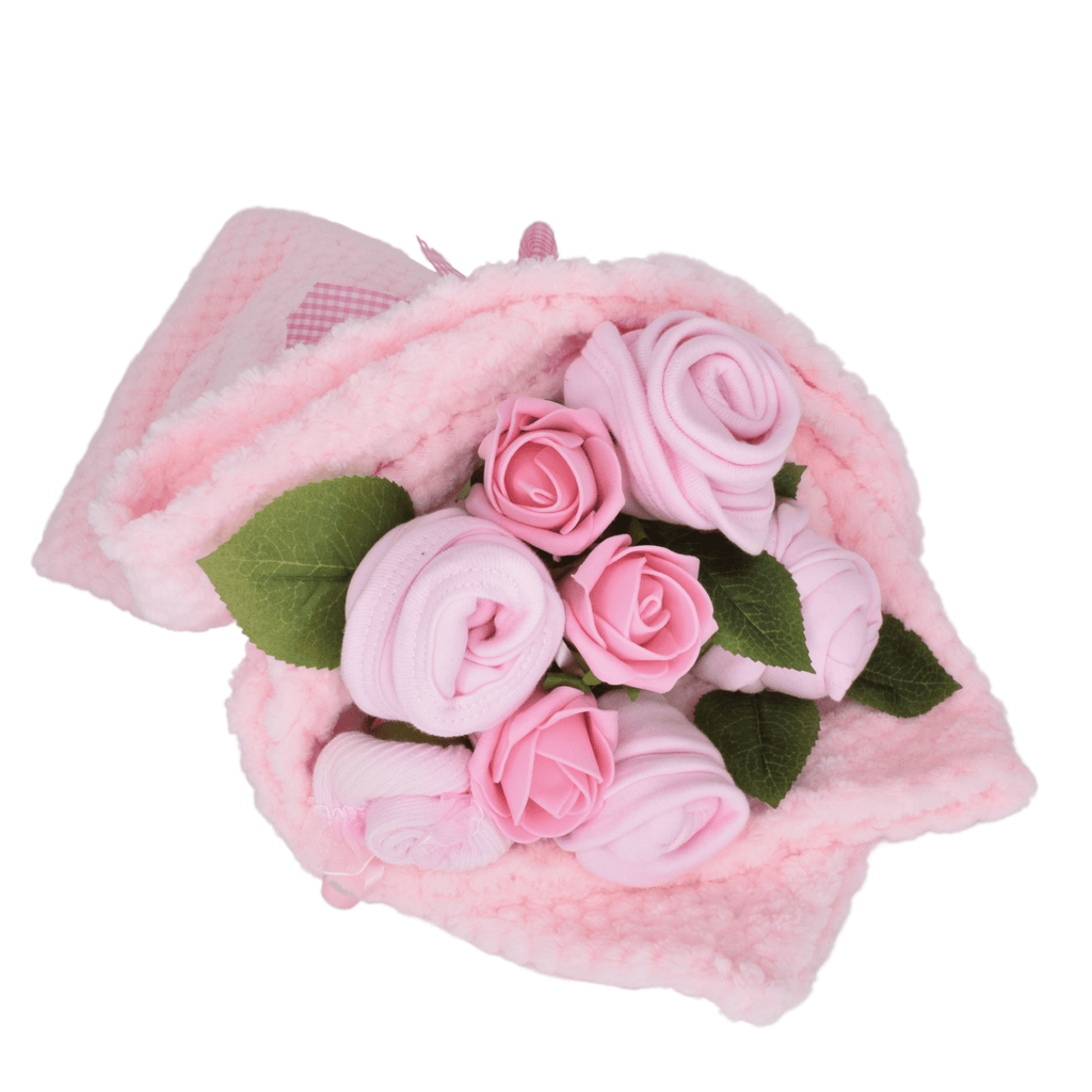 Say It Baby - Traditional Baby Pinks Clothes Bouquet. What more could a new mum or dad want? Beautiful babywear presented like a bouquet of flowers!