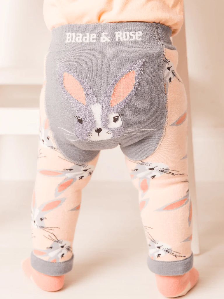 Blade &amp; Rose Mollie Rose the Bunny Leggings - bold, bright and fun! These fab leggings feature a gorgeous pastel peach bunny design with a sweet grey Mollie Rose Bunny on the bottom! Say It Baby Gifts