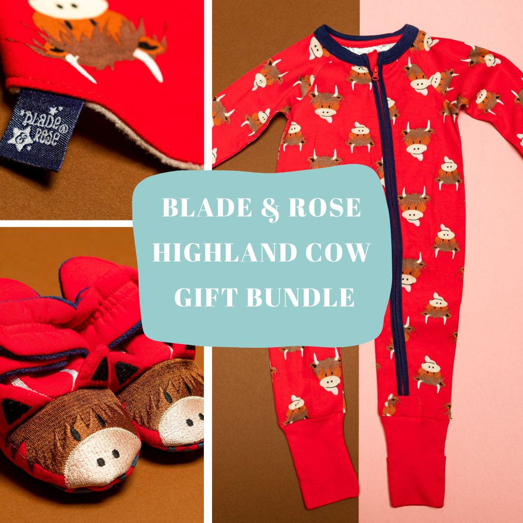 Blade & Rose Highland Cow Gift Bundle - a gorgeous gift set containing beautiful matching items from the Highland Cow collection! Sold by Say It Baby Gifts