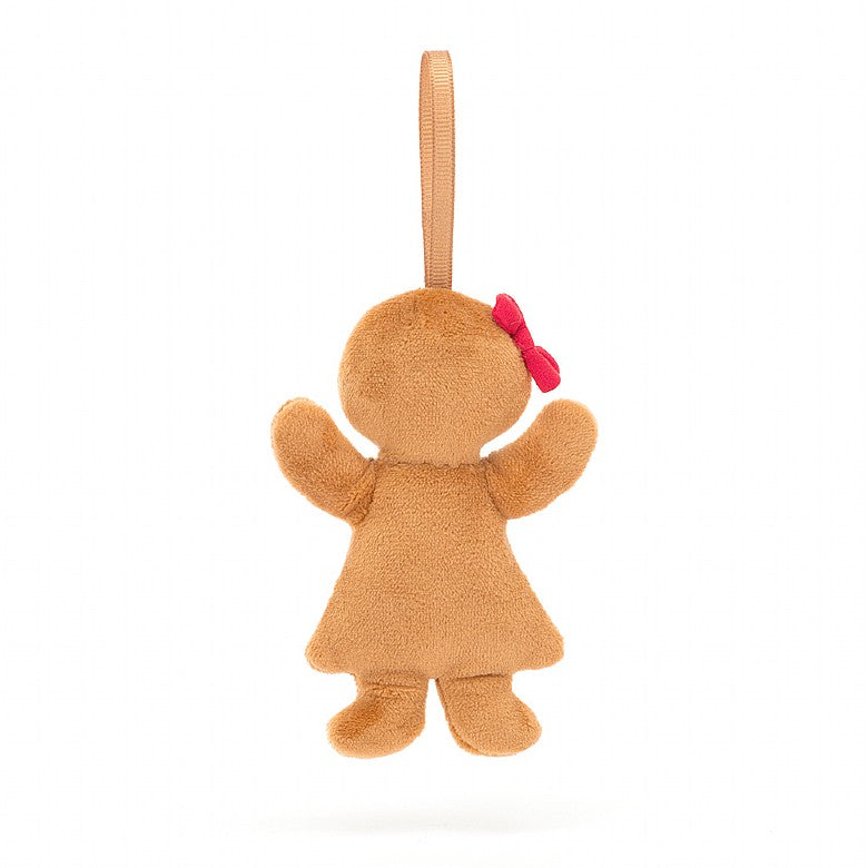 Jellycat Festive Folly Gingerbread Ruby - this gorgeous little gingerbread pal is perfect for hanging! FFH6GW Sold by Say It Baby Gifts