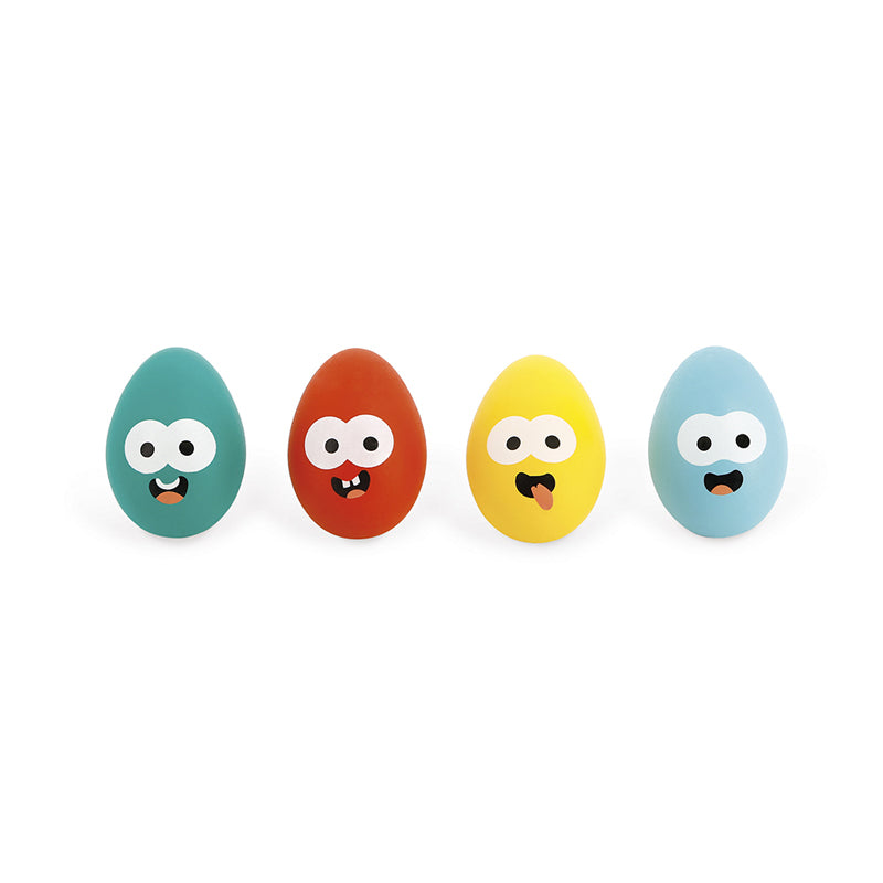 The race is on with this fantastic Janod Egg-And-Spoon Race Set. Sold by Say It Baby Gifts - funny faces