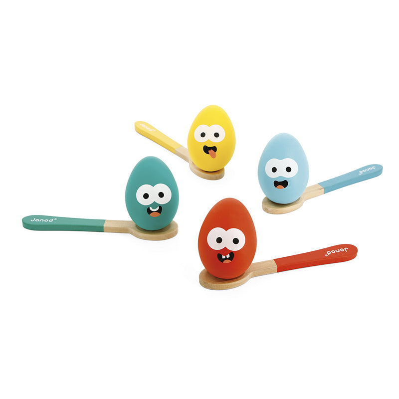 The race is on with this fantastic Janod Egg-And-Spoon Race Set. Sold by Say It Baby Gifts