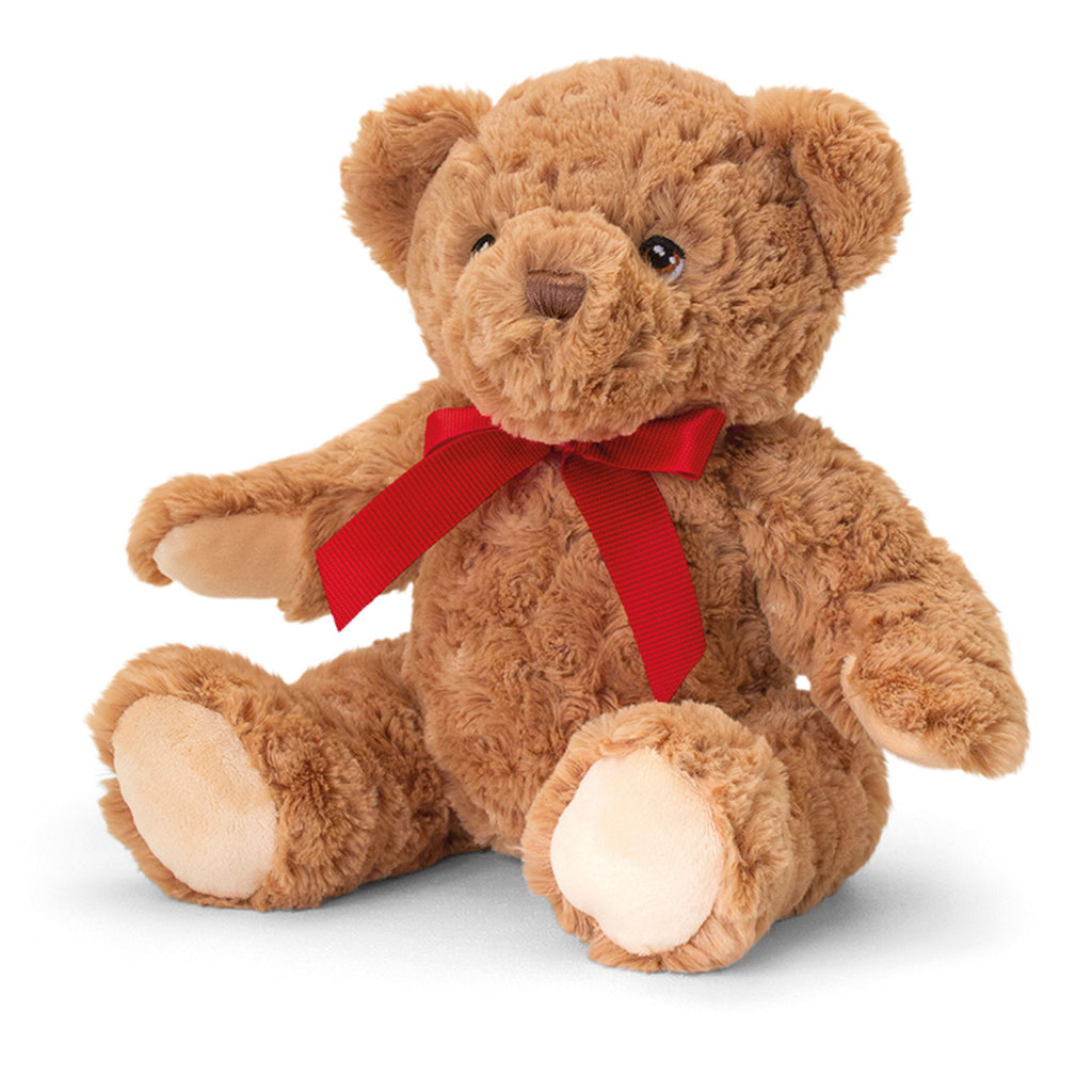 Keeleco 20cm Teddy Bear - a gorgeous traditional style teddy bear with an adorable red ribbon. Sold by Say It Baby Gifts