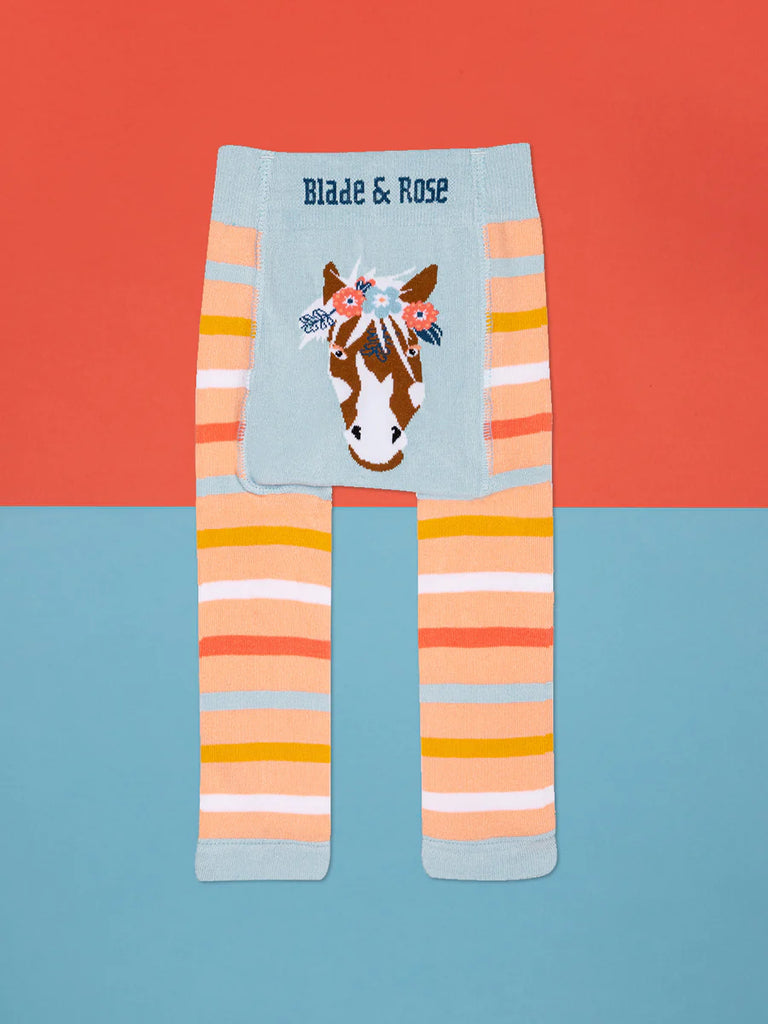 Blade & Rose Bella the Horse Leggings - bold, bright and fun! These fab leggings feature a gorgeous striped pastel design with a sweet horse design on the bottom!