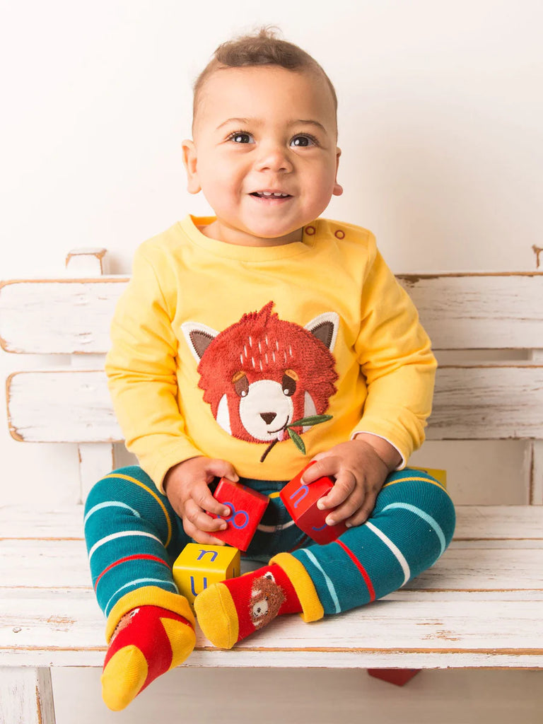 Blade & Rose Chip the Red Panda Top - bold, bright and fun! This gorgeous bright yellow top features a sweet applique of Chip the Red Panda.