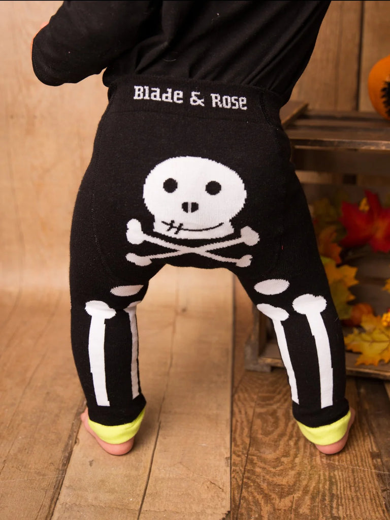 Blade & Rose Skeleton Leggings - bold, bright and fun! These fab leggings are black (with yellow trim) and a fun skeleton design on the bum.