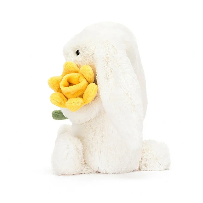 Jellycat Bashful Bunny With Daffodil. BB6DF Say It Gifts  - side view bunny