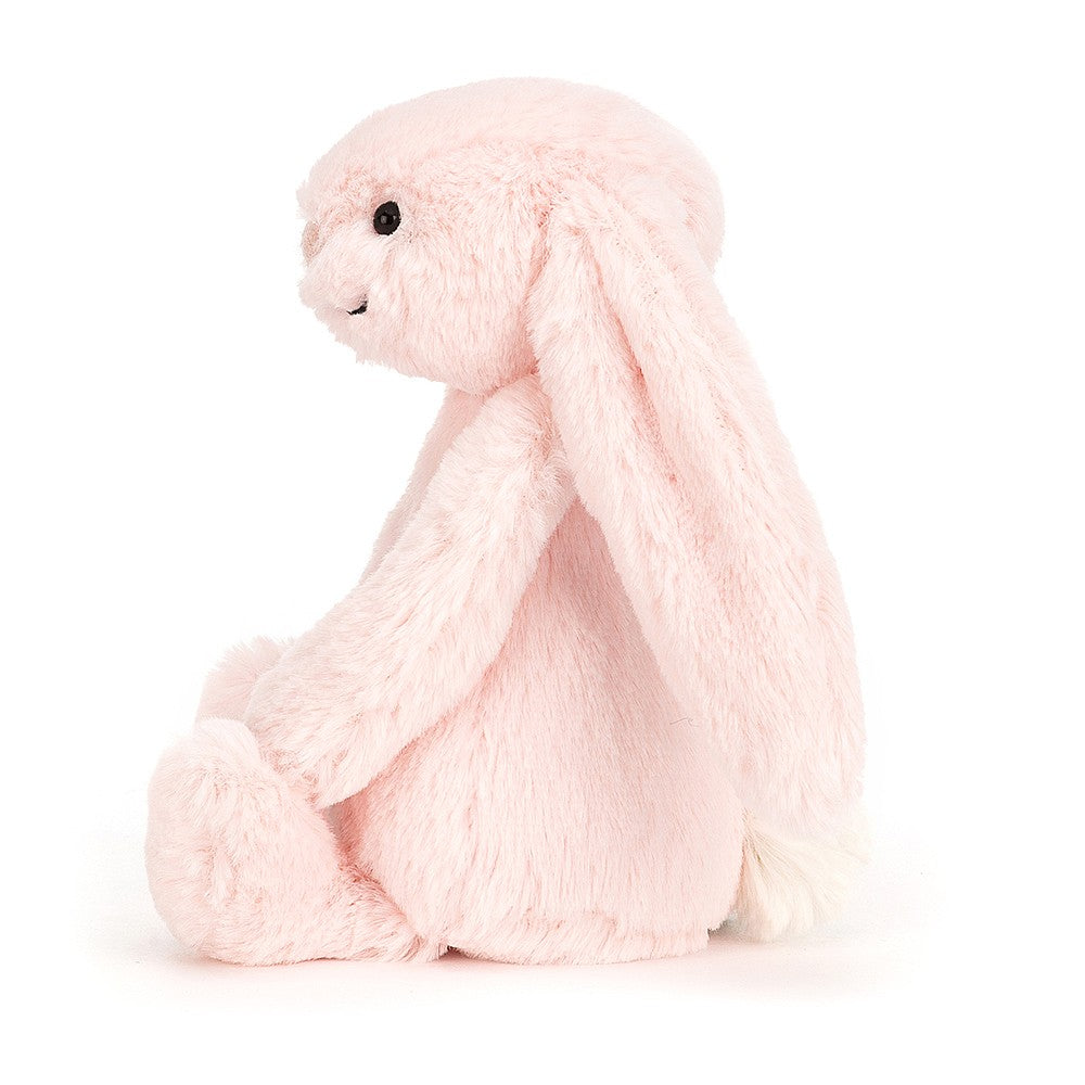 Jellycat Pink Bashful Bunny Rattle. Soft and soothing, this best-selling pink Jellycat bunny is an adorable new baby girl gift. SBB444PN Sold by Say It Baby Gifts - side