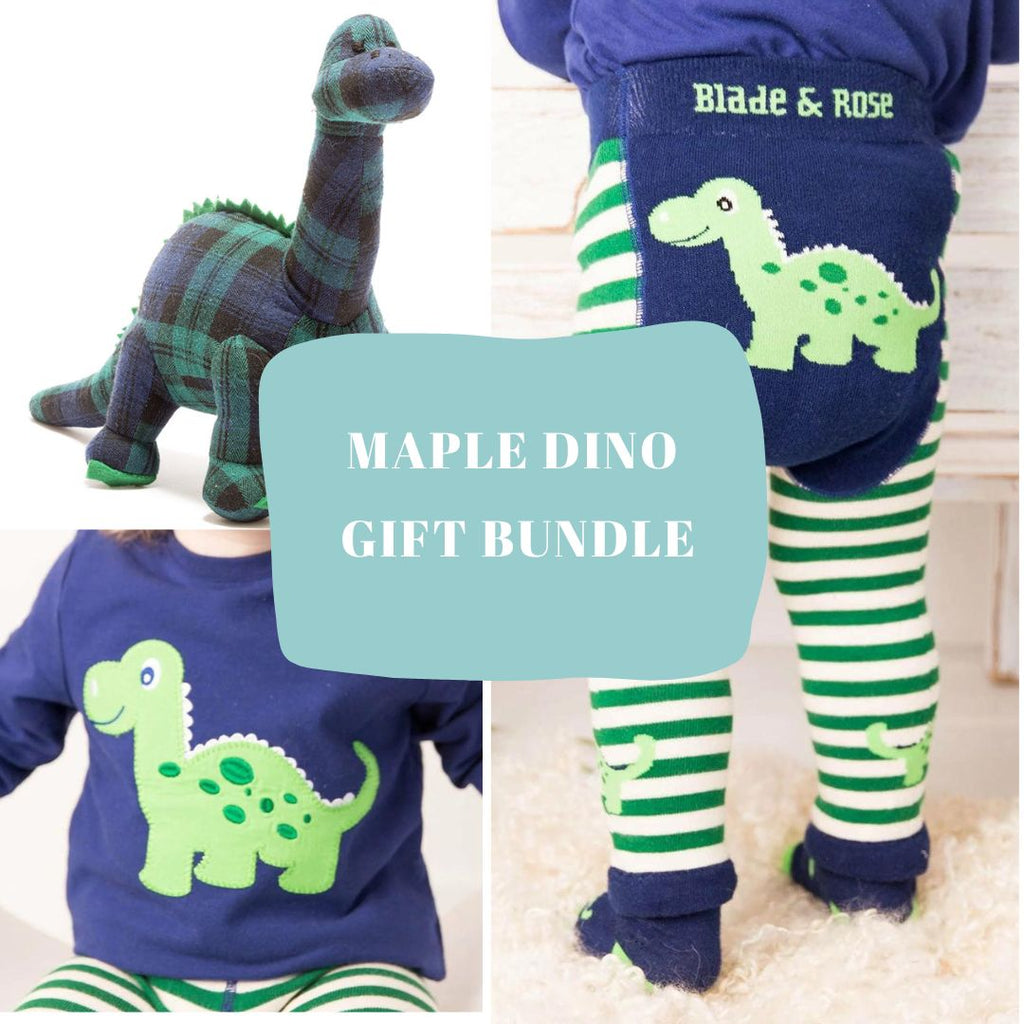 Maple Dino Gift Bundle - a gorgeous gift set containing beautiful matching items from the Blade &amp; Rose Maple Dino range as well as a sweet tartan dinosaur.