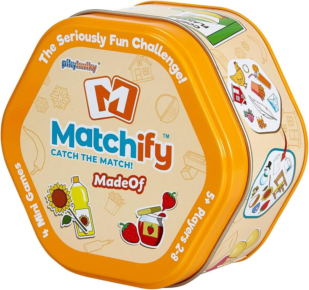 Matchify is a fast-paced, observation card game - when you spot the links on the card, shout it out!  Catch the Match! Made Of Food themed game.