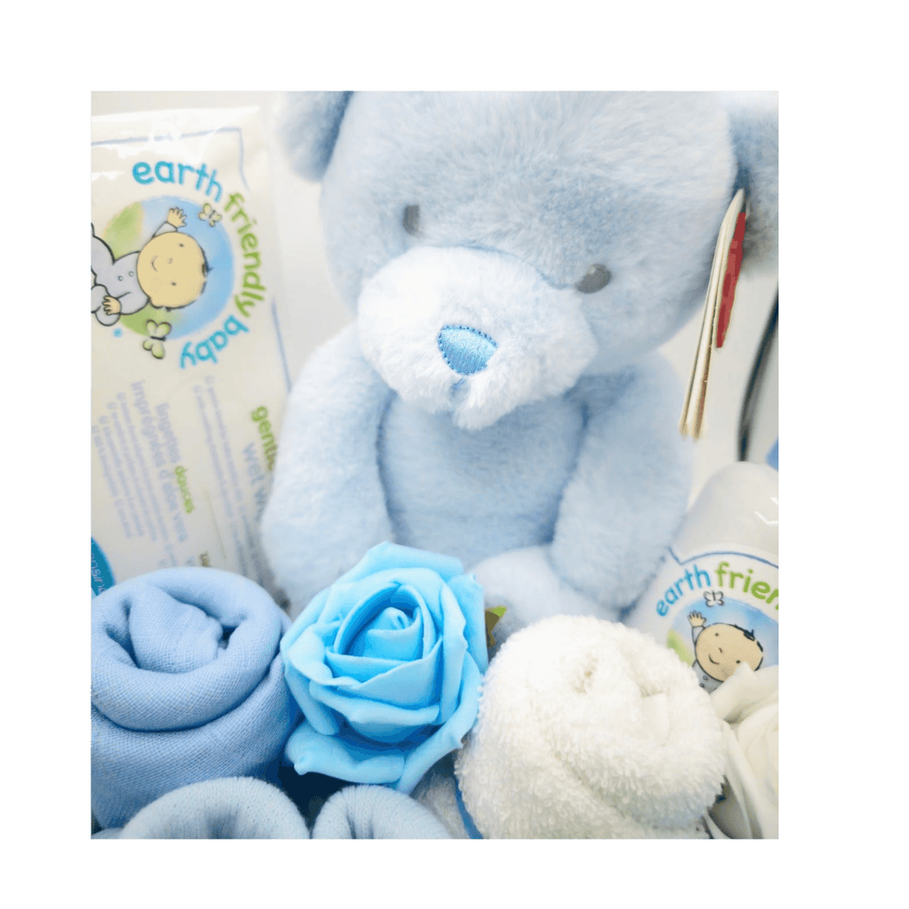 Baby Boy Nappy Cake Bouquet Arrangement by Say It Baby Gifts - closeup