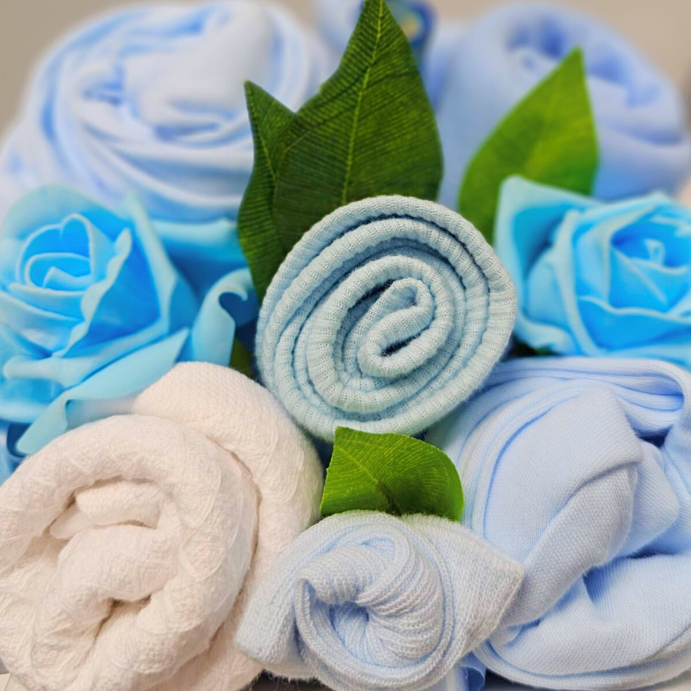 Say It Baby - Baby Boy Clothes Bouquet. Handmade and unique new baby boy gift