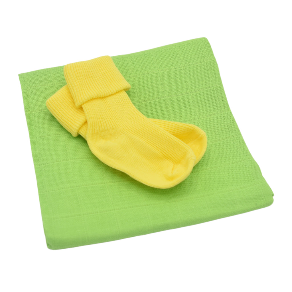 Say It Baby - Bright Baby Clothes Flower Box.  Muslin square and socks