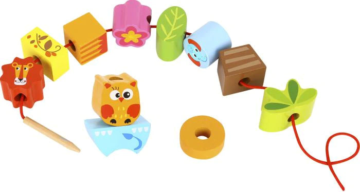 Tooky Toy Wooden Animals Balance Stacker - a fantastic two-in-one balancing game and threading activity toy! Sold by Say It Baby Gifts