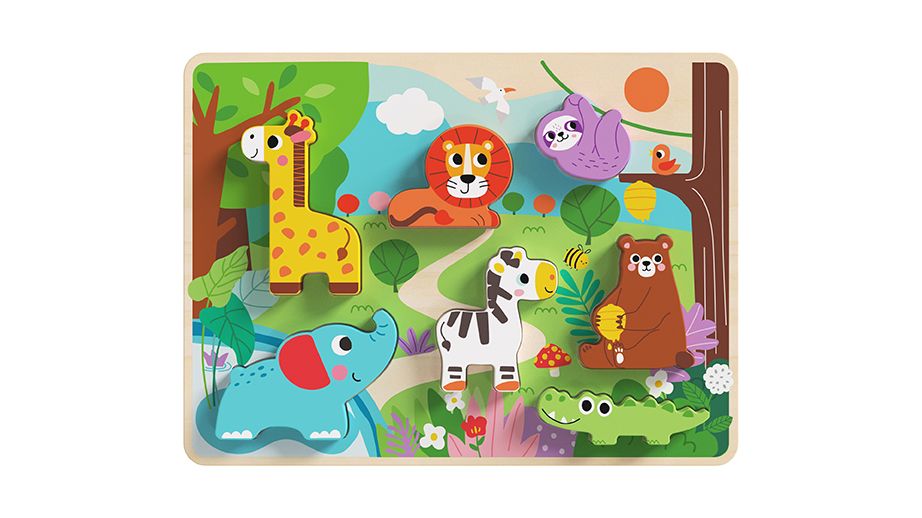 Tooky Toy Wooden Animal Chunky Puzzle Say It Baby Gifts