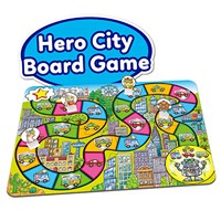 Orchard Toys Times Tables Heroes  - practice times tables from 2 to 12 in a fun way with this super imaginative, super hero board game! In the Hero City Board Game players move around the board by spinning the spinners and solving multiplication sums. If a player lands on a shield square they have to use their imaginations to help their superhero defeat the disaster - they'll need to defeat the evil unicorns, outwit the zombies or even escape the giant slugs!