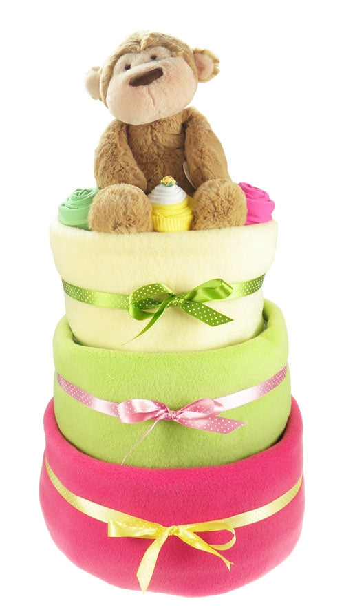 Bright 3 Tier Baby Girl Nappy Cake - Say It Baby 