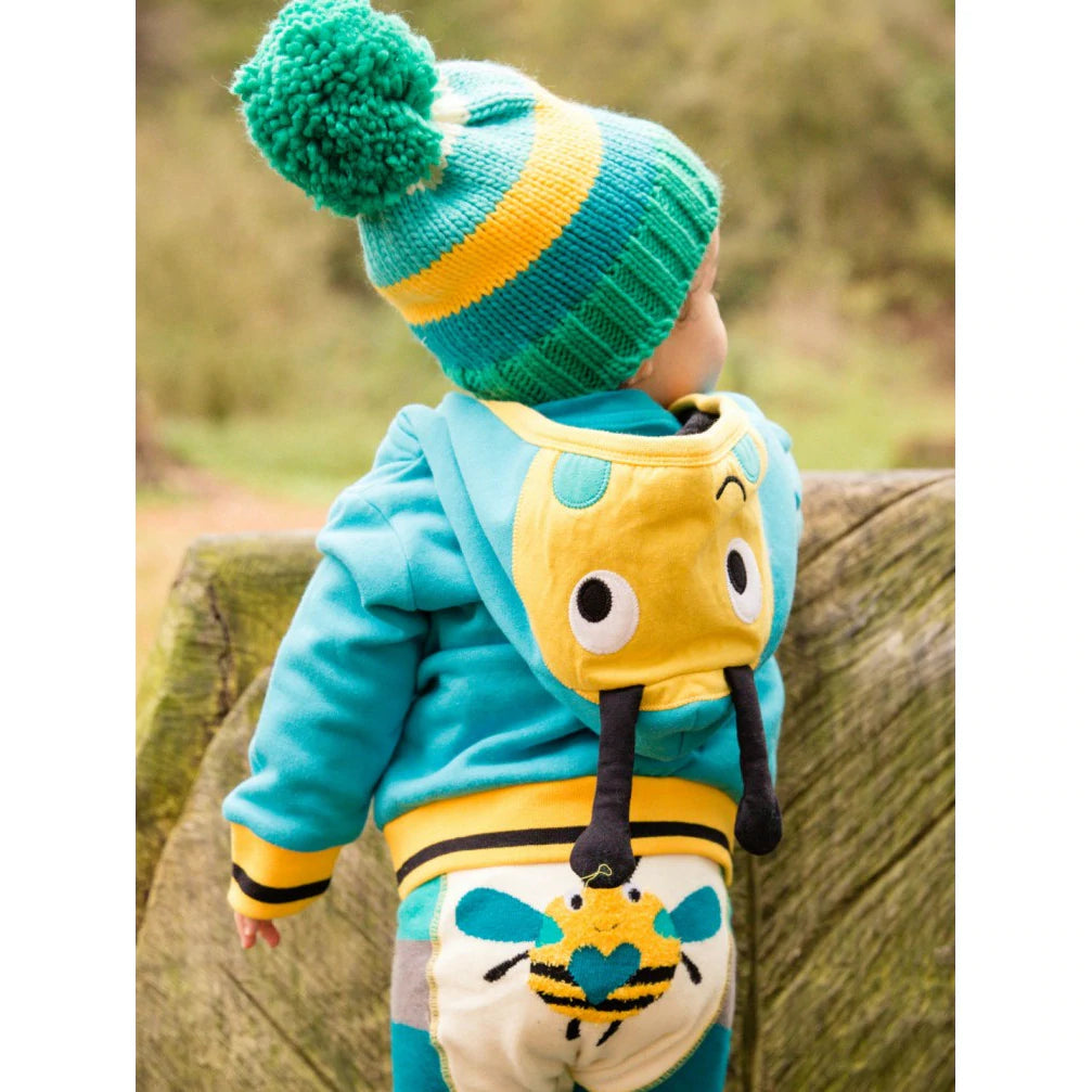 Blade & Rose Buzzy Bee Hoodie - a gorgeous blue and yellow hoodie with a fun Buzzy Bee character on the hood with 3D antenna for buzzing around!