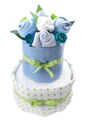 Say It Baby - Baby Boy Nappy Cake Bouquet - 2 Tier - Say It Baby 