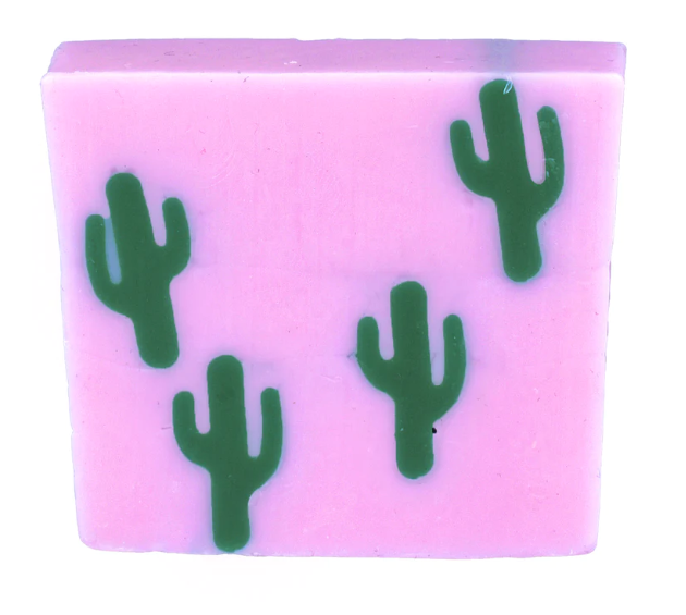 Bomb Cosmetics Cactus Makes Perfect Soap Bar. A brilliantly colourful, citrus scented soap made with Lime and Mandarin essential oils. 100g Sold by Say It Baby Gifts