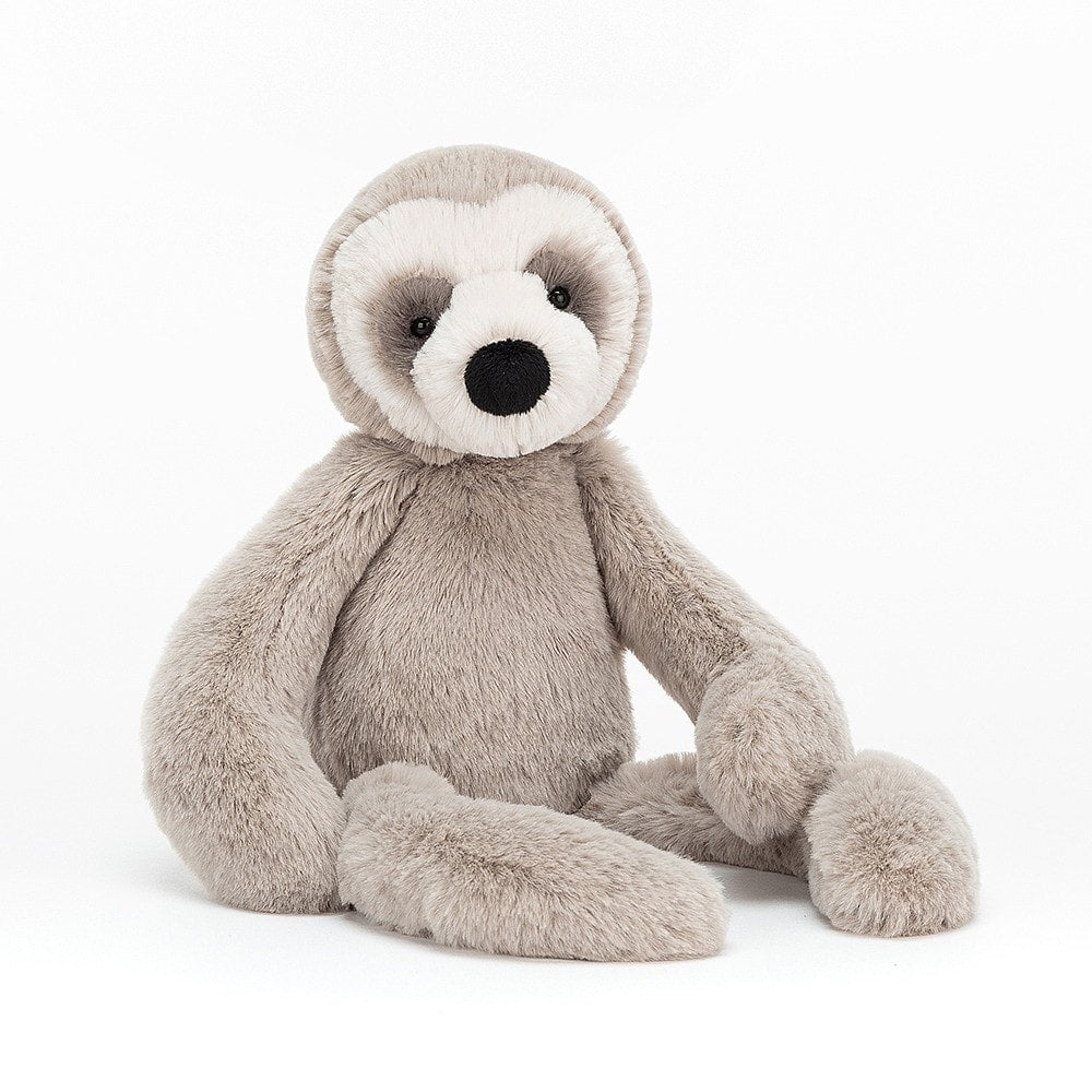 Jellycat Bailey Sloth - Say It Baby. Bailey Sloth has the softest mocha fur, creamy face and dark eyes. With his chilled out nature, Bailey is happy just to hang out, and give super sloth snuggles to all. Have a nap with this cosy chap!
