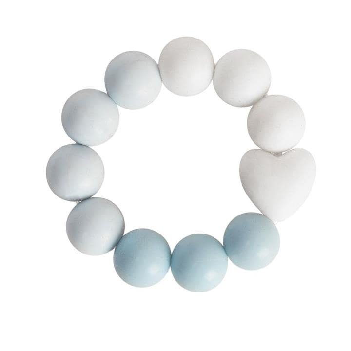 Bambino Silicone Bead Teether - Blue. The teether is made from environmentally friendly silicone rubber, is durable and long lasting. It's perfect for massaging baby's tender gums and for stimulating emerging teeth.